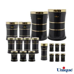 سرویس آشپزخانه 18 پارچه یونیک کمر باریک خطی مشکی براق طلا UN-4698
