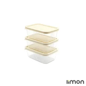 ظرف نگهدارنده مستطیل 550 میلی لیتر 3 عددی لیمون 2405