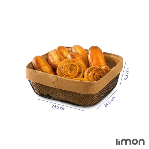 سبد مربع فلزی نان و سبزی لیمون