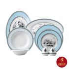 تصویر  سرویس غذاخوری ویلیج آبی چینی زرین ایتالیا اف 6 نفره 28پارچه