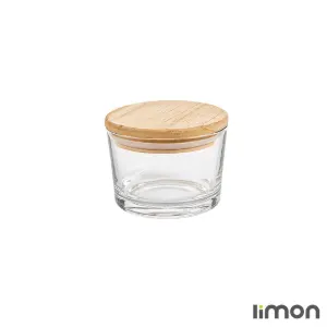 ظرف شیشه ای گرد 190 سی سی در چوبی لیمون 2193