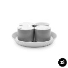 تصویر  ست 5 پارچه نمک فلفل سماق چینی زرین Zi فرم اس پاستل طوسی