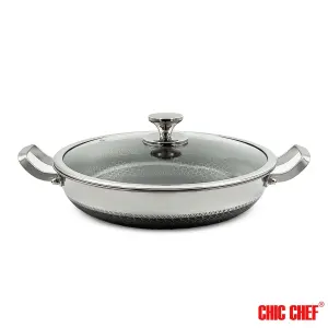 تابه استیل کربنی CC8163-32 دو دسته چیک چف