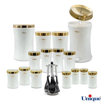 سرویس آشپزخانه 22 پارچه یونیک ونیز سفید طلایی UN-4606