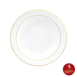سالاد خوری بزرگ چینی زرین ایتالیا اف طرح سپید صدف سایز 25