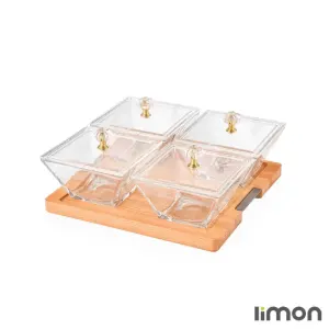 اردور خوری مربع دربدار 4 خانه پایه چوبی 2243