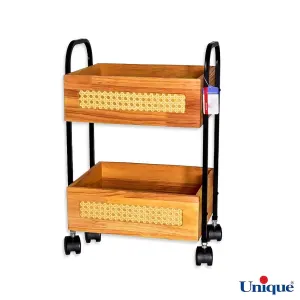 سبد سیب زمینی و پیاز یونیک 2 طبقه چوب حصیری UN-2965