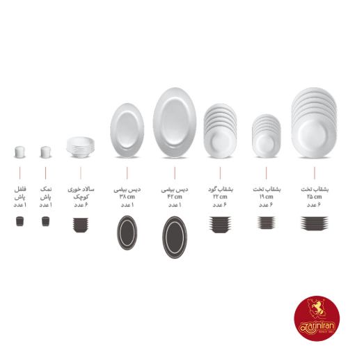 خرید سرویس غذاخوری بخارا چینی زرین رادیانس 6 نفره 28 پارچه