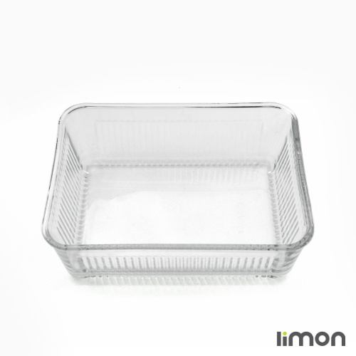 ست ظرف شیشه ای لیمون درب دار شیار دار مستطیل 6 پارچه 2100