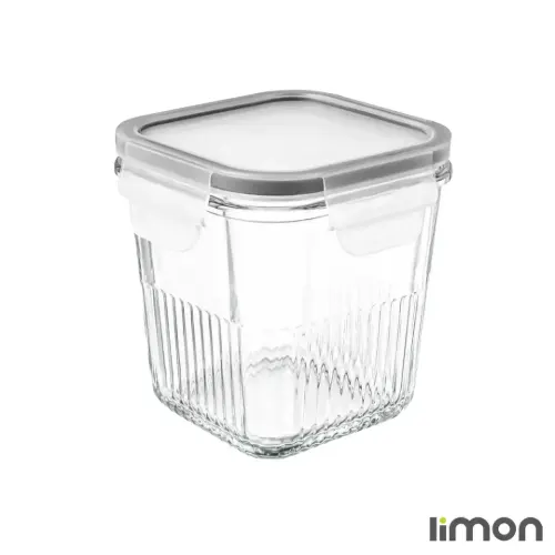 مشخصات ظرف شیشه ای مربع دربدار 860 میلی لیتری لیمون 1984
