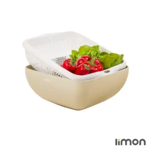 ست کاسه و آبکش چهارگوش 2 لیمون 0574