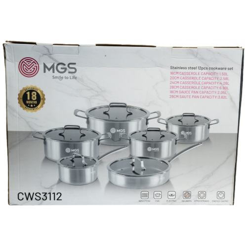 سرویس قابلمه 12 پارچه استیل کف لیزری کد CWS3112