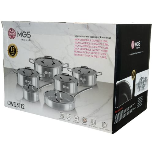 سرویس قابلمه 12 پارچه استیل کف لیزری کد CWS3112