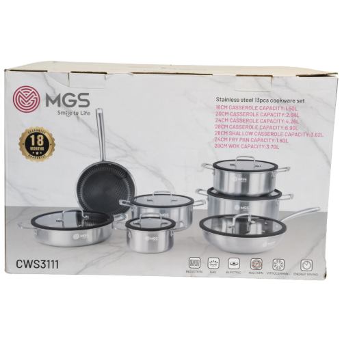سرویس قابلمه 13 پارچه استیل کف لیزری کد CWS3111