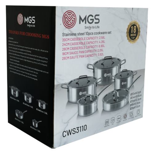 سرویس قابلمه 10 پارچه استیل کف لیزری کد CWS3110