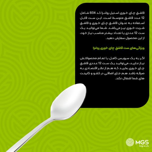 قاشق چای خوری استیل رولنزا کد B34