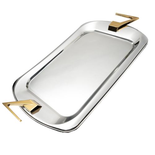 سینی پذیرایی استیل طلایی کد OW4110G