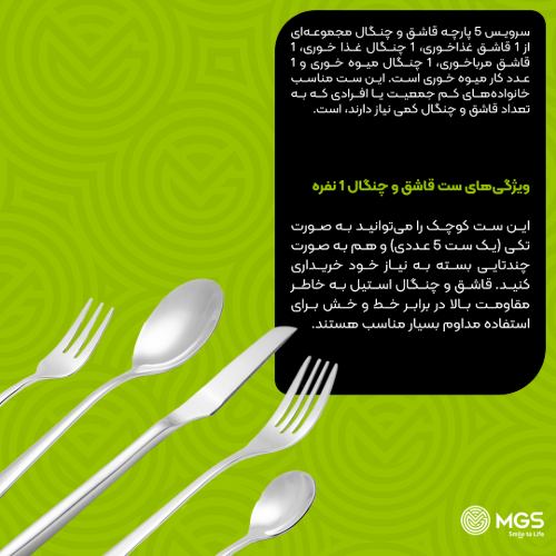 سرویس 5 پارچه قاشق و چنگال