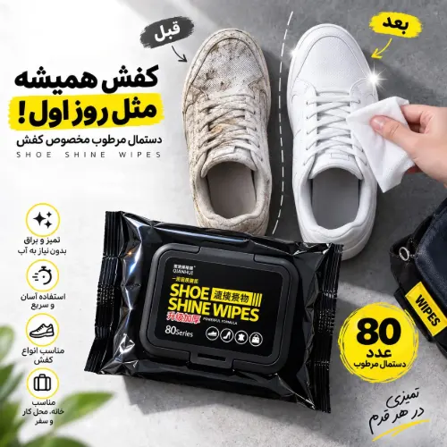 خرید دستمال مرطوب نانو کیف و کفش
