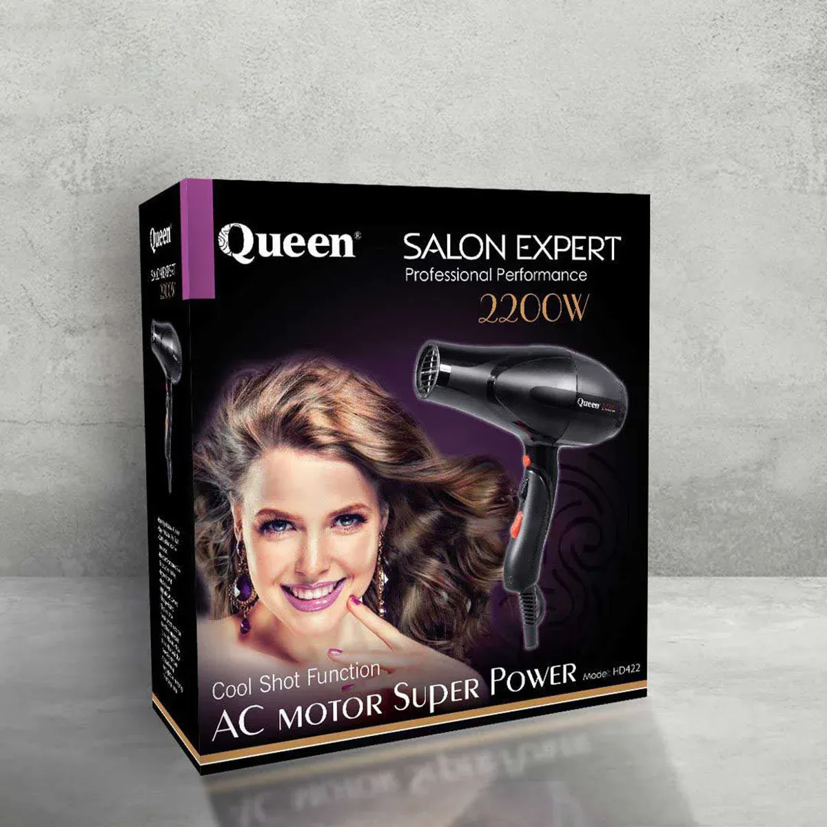 جعبه اصلی سشوار حرفه ای HD422 کویین 2200 وات