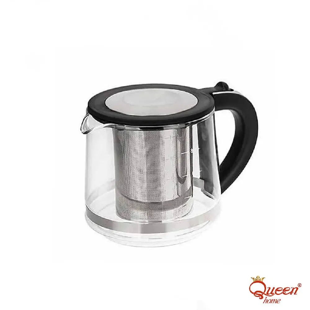 قوری شیشه ای چای ساز کویین هوم 1.7 لیتری مدل QH-8050