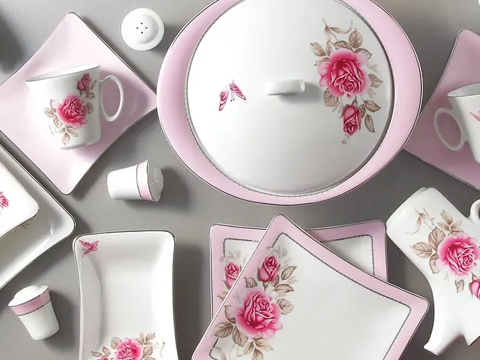 سرویس چینی گلدار مربع