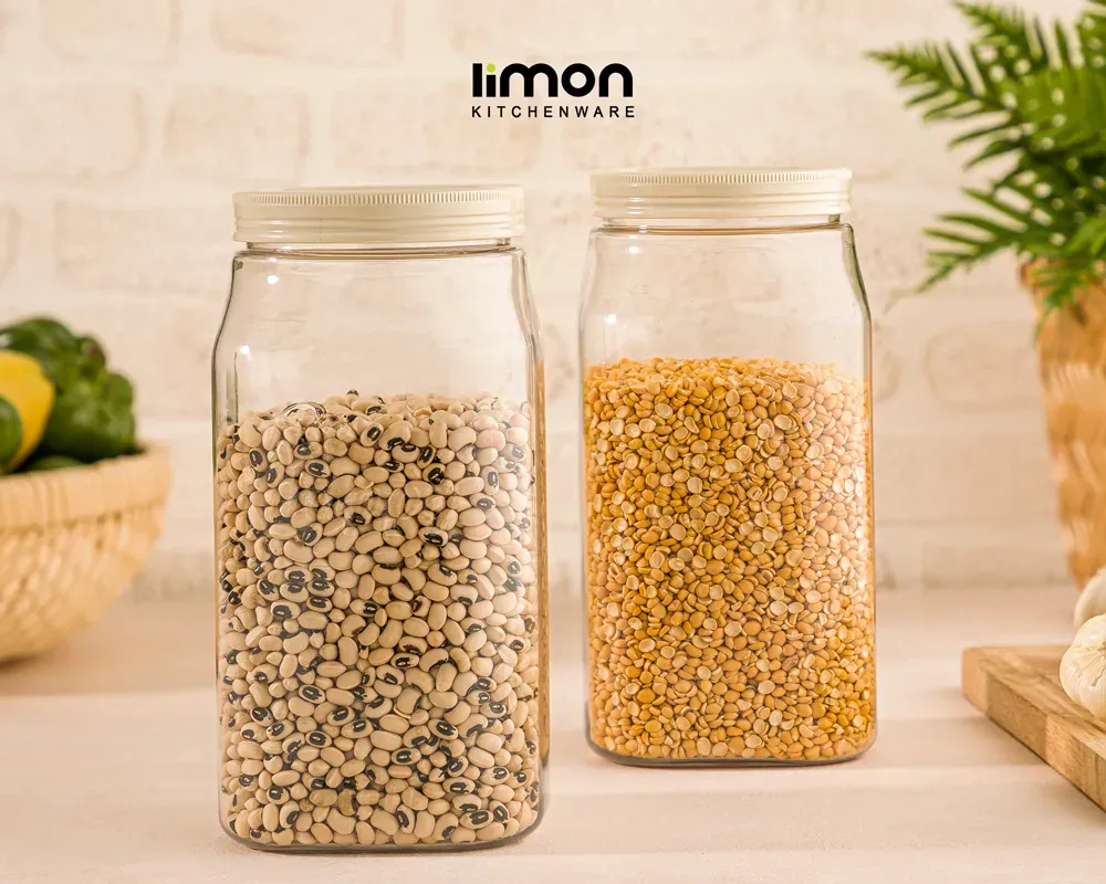 خرید جا حبوبات شیشه ای لیمون