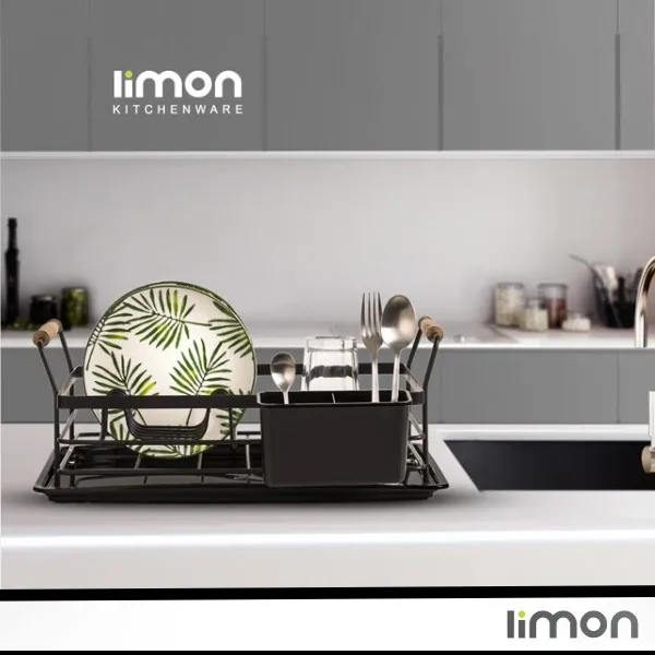 آبچکان ایمون تک طبقه فلزی دسته چوبی مشکی