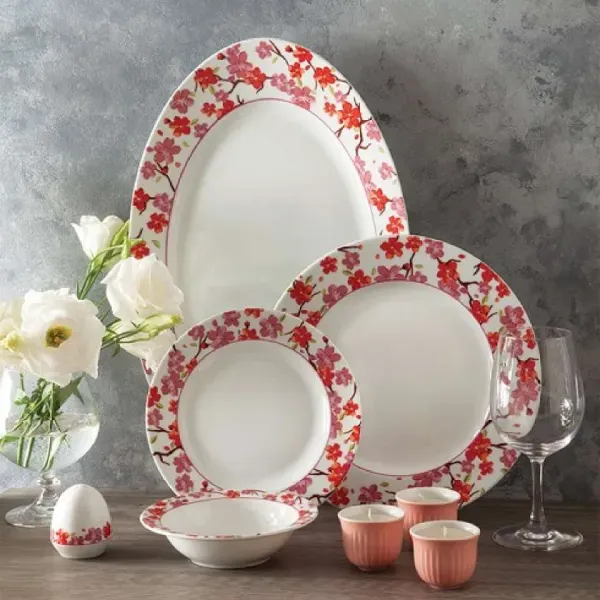 سرویس چینی گلدار گل قرمز