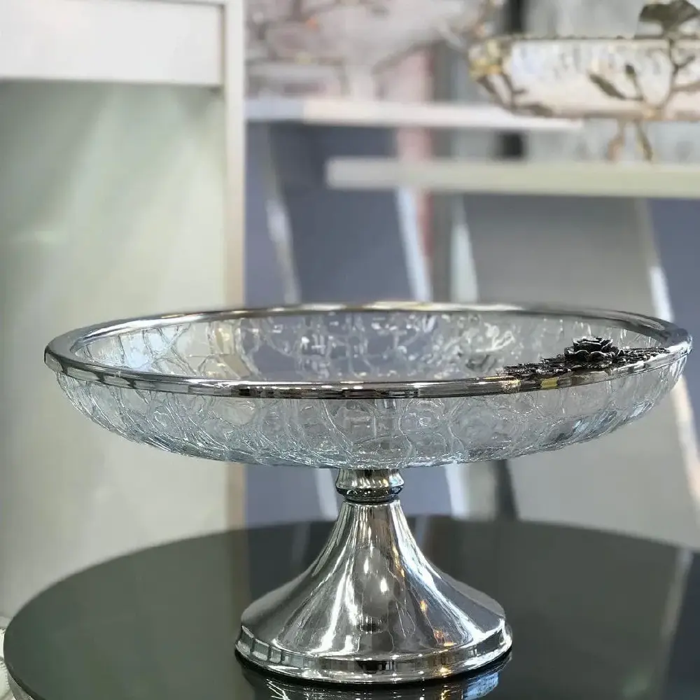 خرید ظرف شیرینی خوری شیشه ای پایه دار