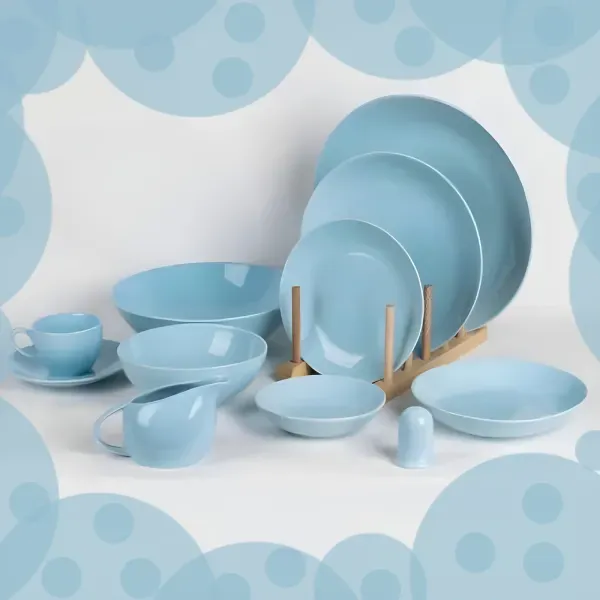 خرید سرویس چینی پاستلی آبی ساده