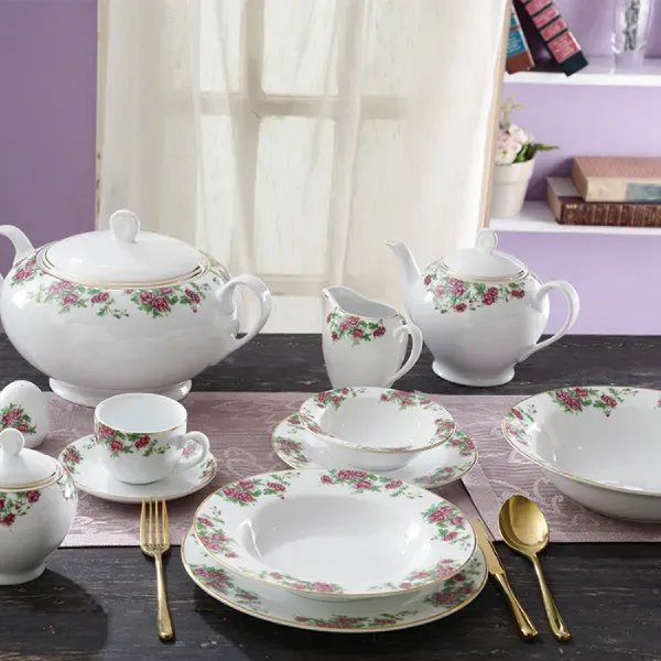 قیمت و خرید سرویس چای خوری چینی زرین طرح بیدگل