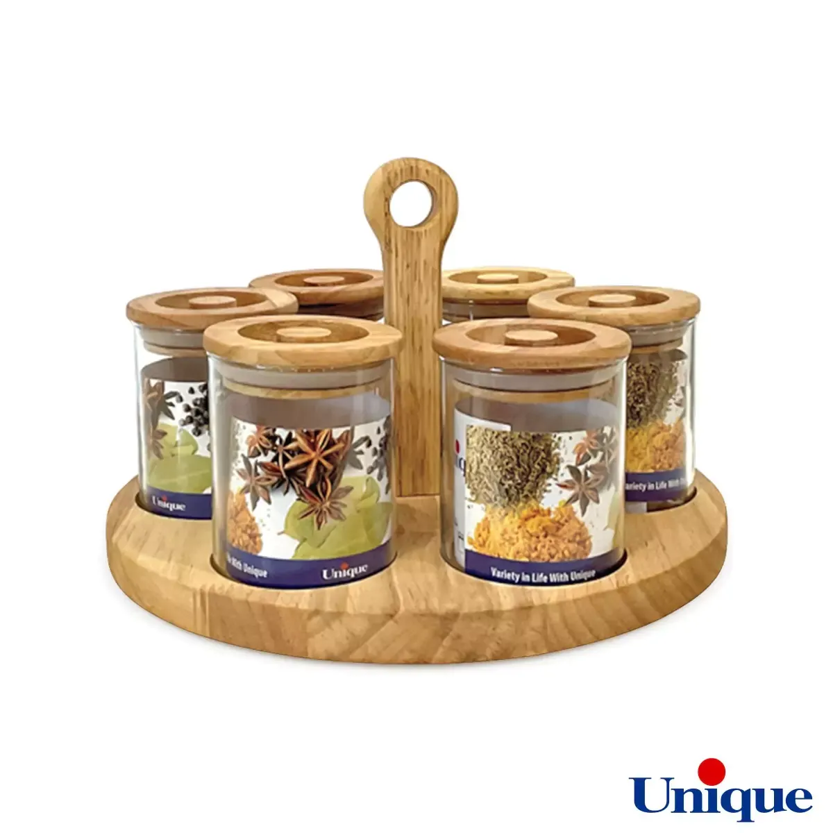 خرید بهترین مدل جا ادویه بامبو طبقه ای و گرد در طرح های مختلف